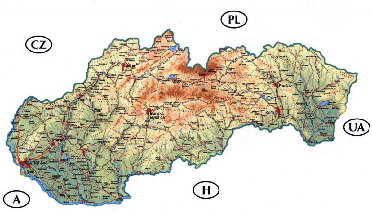 detailed map of Slovakia
