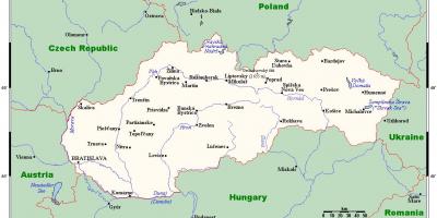 Map of Slovakia with cities