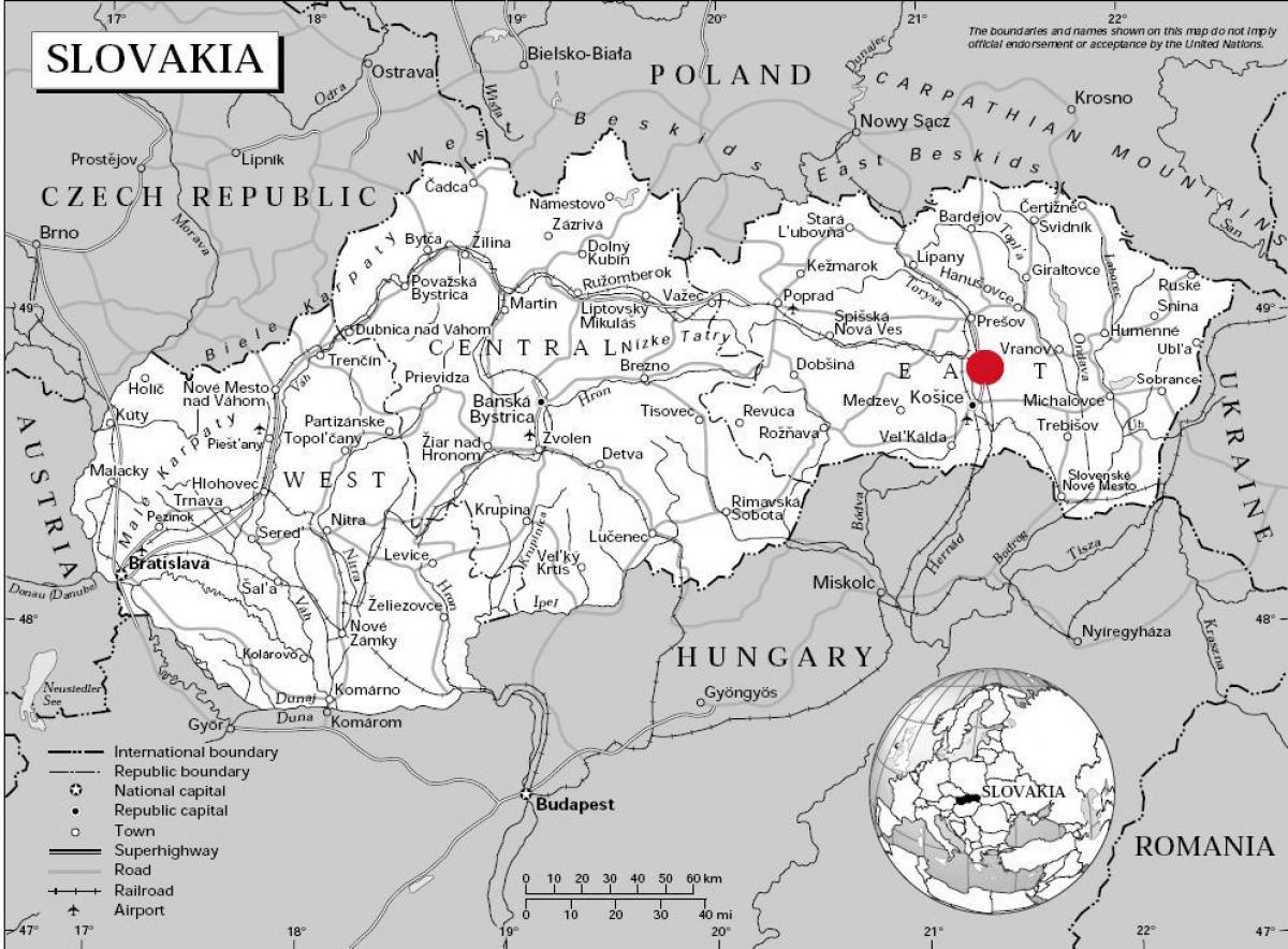 map of eastern Slovakia