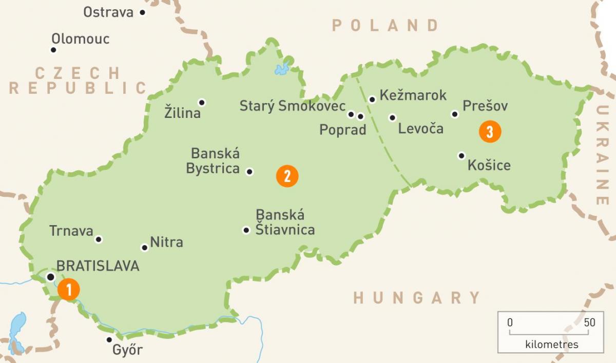 map of Slovakia regions
