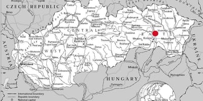 Map of eastern Slovakia